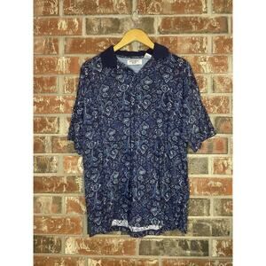 VTG Paisley Short Sleeve Polo Shirt Mens Medium Cotton Prep Golf 90s Colorful